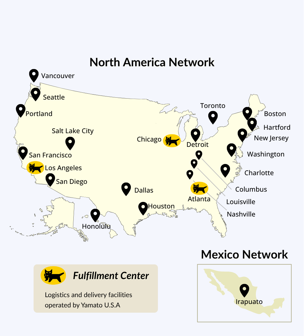 North America and Mexico network coverage map